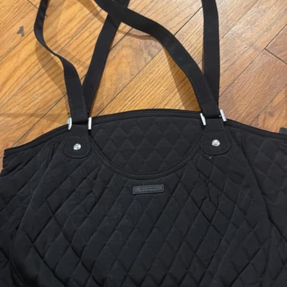 Vera Bradley Black Quilted Tote with Diamond Pattern